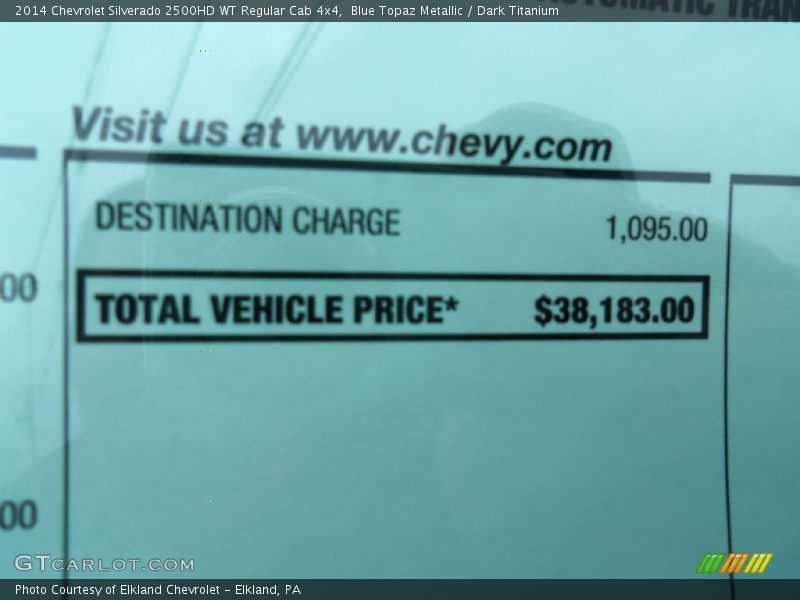 Blue Topaz Metallic / Dark Titanium 2014 Chevrolet Silverado 2500HD WT Regular Cab 4x4