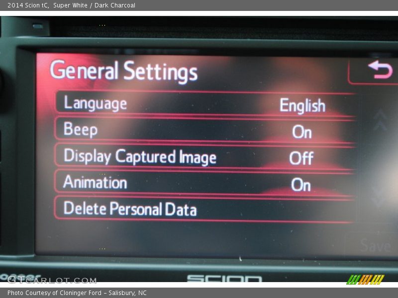 Super White / Dark Charcoal 2014 Scion tC