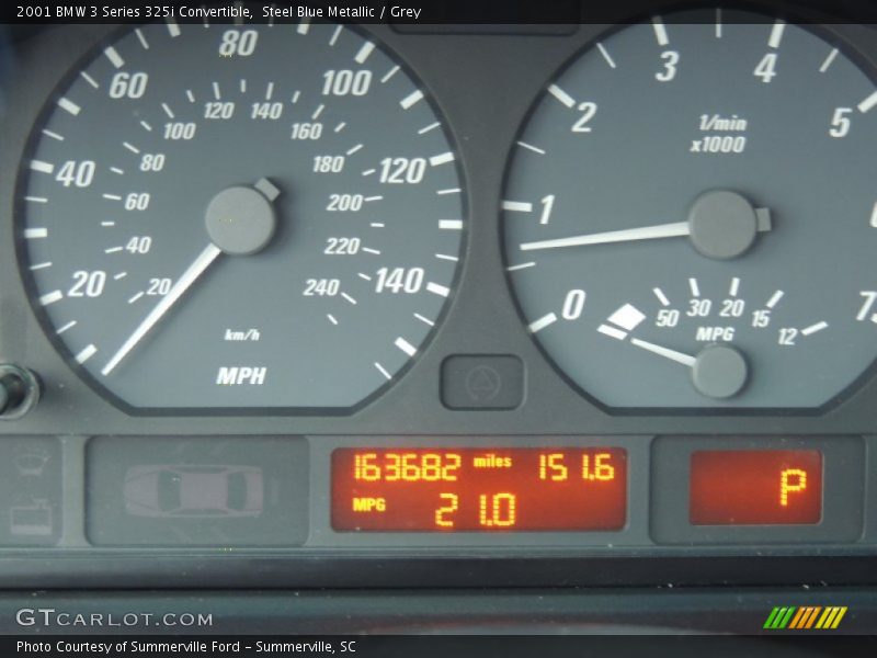 Steel Blue Metallic / Grey 2001 BMW 3 Series 325i Convertible
