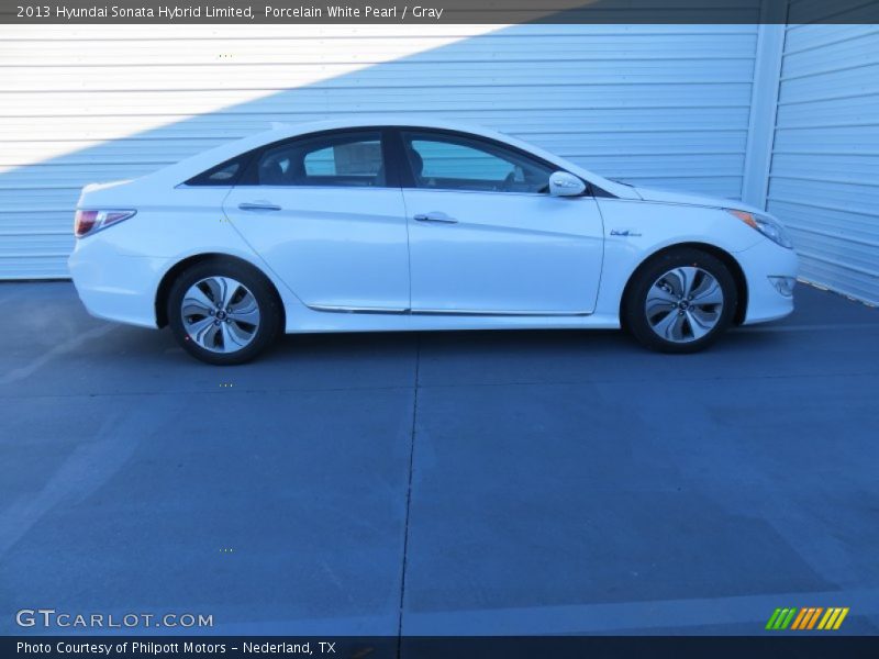 Porcelain White Pearl / Gray 2013 Hyundai Sonata Hybrid Limited