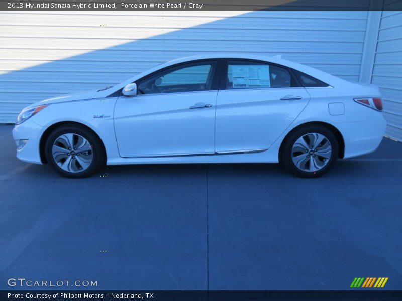 Porcelain White Pearl / Gray 2013 Hyundai Sonata Hybrid Limited