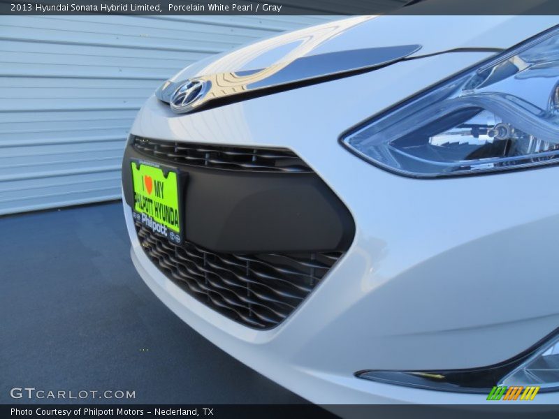 Porcelain White Pearl / Gray 2013 Hyundai Sonata Hybrid Limited