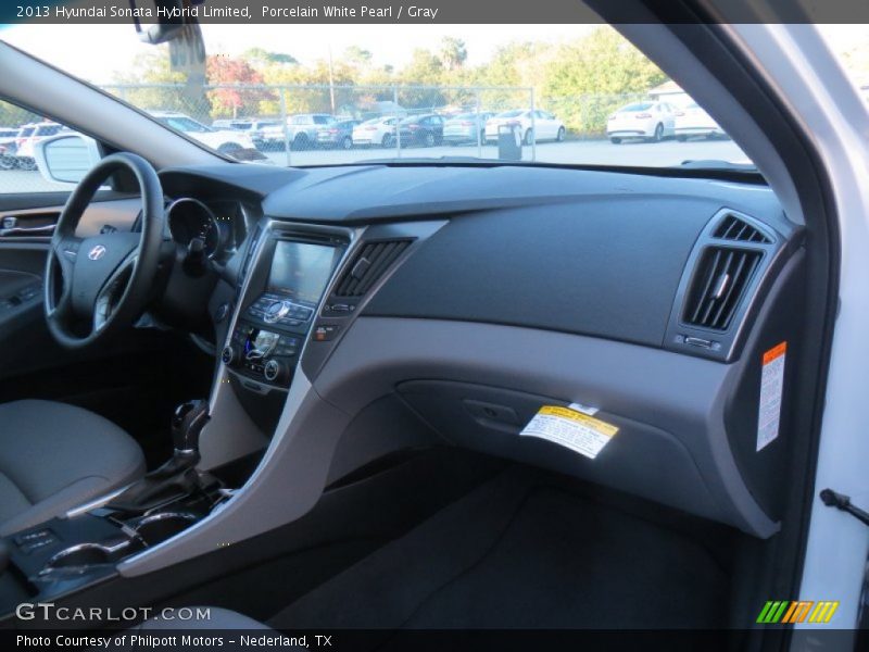 Porcelain White Pearl / Gray 2013 Hyundai Sonata Hybrid Limited
