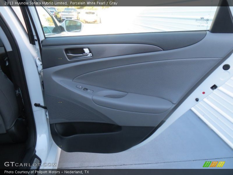 Porcelain White Pearl / Gray 2013 Hyundai Sonata Hybrid Limited