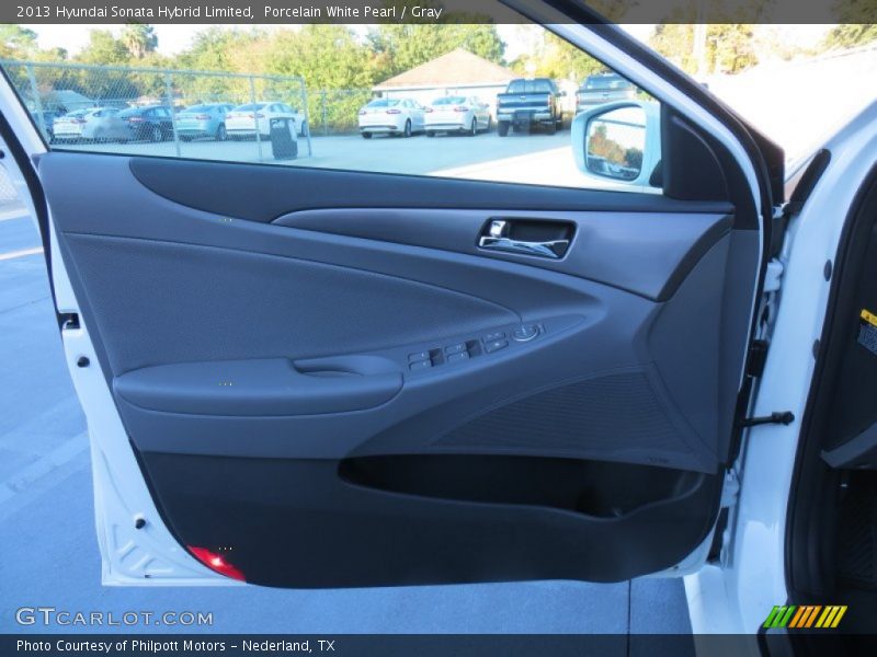 Porcelain White Pearl / Gray 2013 Hyundai Sonata Hybrid Limited