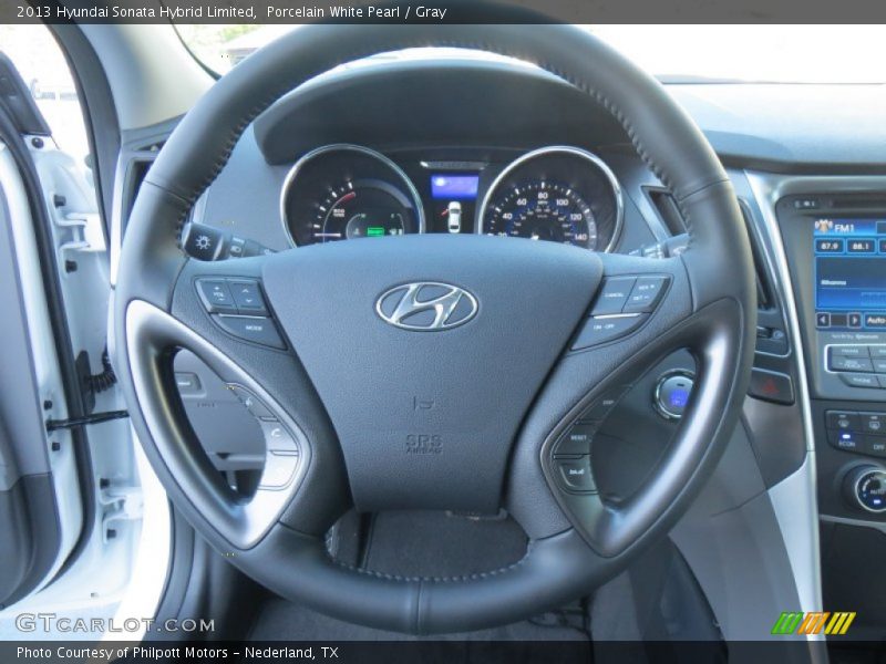 Porcelain White Pearl / Gray 2013 Hyundai Sonata Hybrid Limited