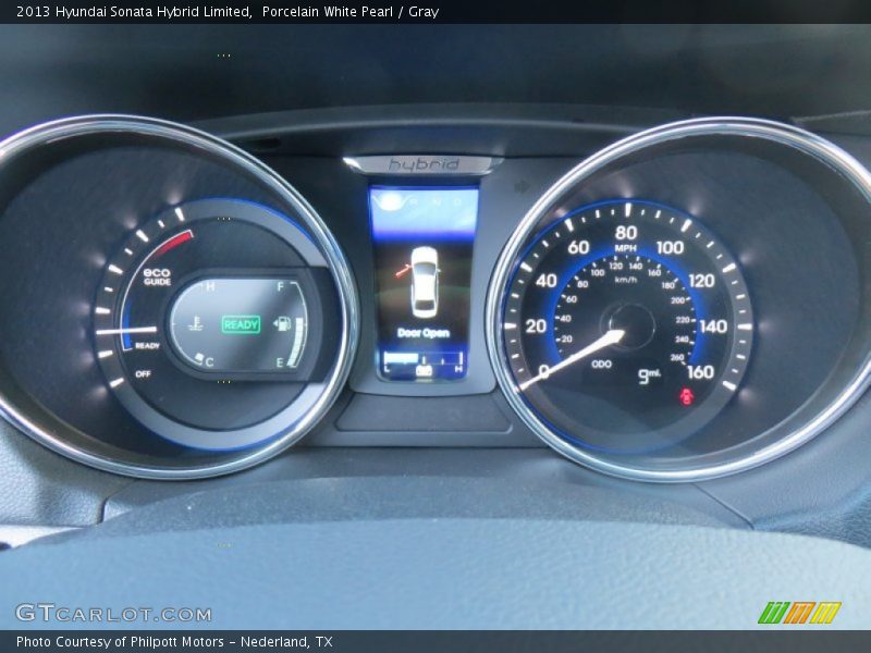 Porcelain White Pearl / Gray 2013 Hyundai Sonata Hybrid Limited
