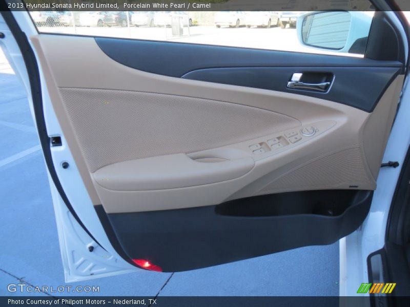 Porcelain White Pearl / Camel 2013 Hyundai Sonata Hybrid Limited