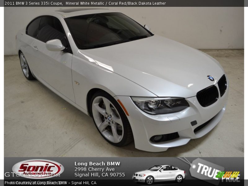 Mineral White Metallic / Coral Red/Black Dakota Leather 2011 BMW 3 Series 335i Coupe