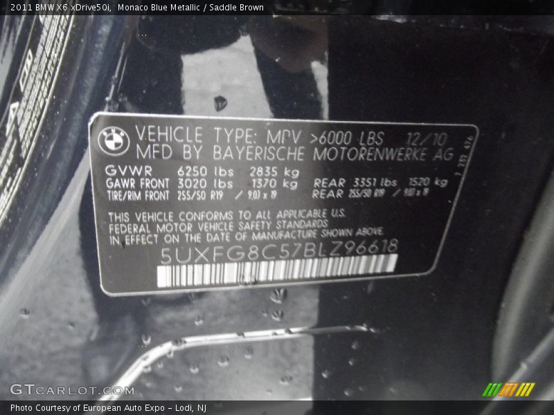 Monaco Blue Metallic / Saddle Brown 2011 BMW X6 xDrive50i