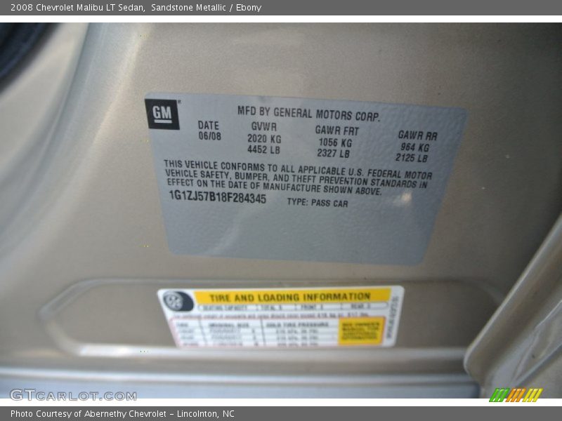 Sandstone Metallic / Ebony 2008 Chevrolet Malibu LT Sedan