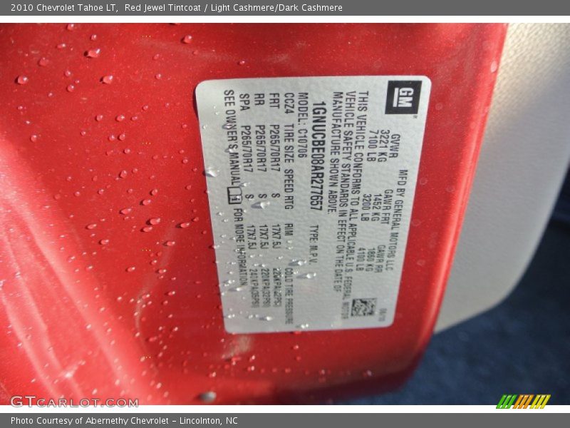 Red Jewel Tintcoat / Light Cashmere/Dark Cashmere 2010 Chevrolet Tahoe LT