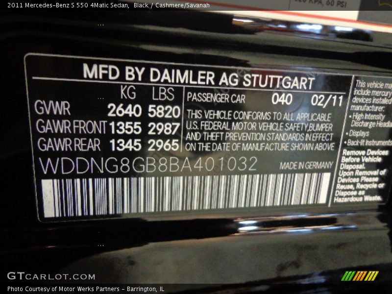 Black / Cashmere/Savanah 2011 Mercedes-Benz S 550 4Matic Sedan