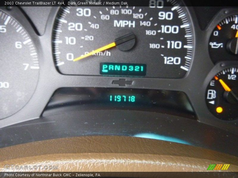 Dark Green Metallic / Medium Oak 2003 Chevrolet TrailBlazer LT 4x4