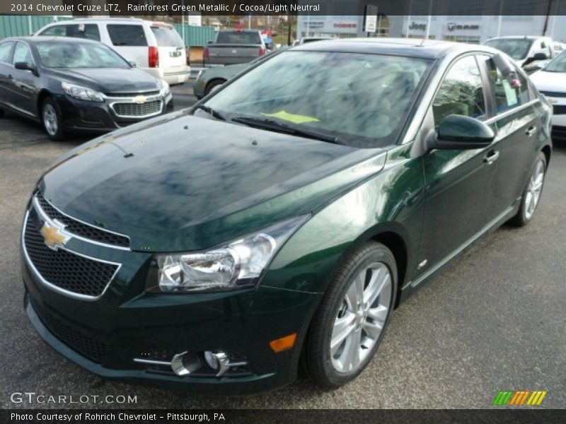 Rainforest Green Metallic / Cocoa/Light Neutral 2014 Chevrolet Cruze LTZ