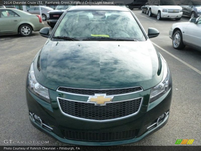 Rainforest Green Metallic / Cocoa/Light Neutral 2014 Chevrolet Cruze LTZ