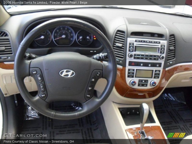Powder White Pearl / Beige 2008 Hyundai Santa Fe Limited