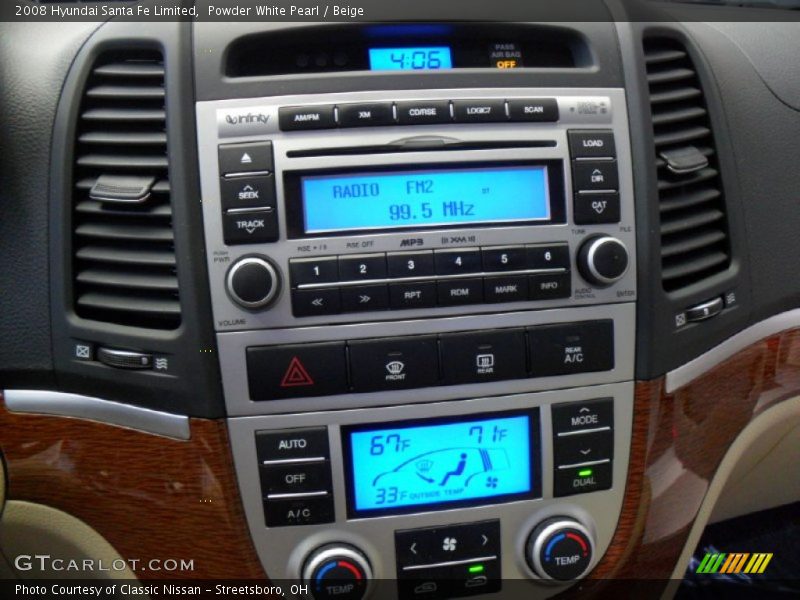 Powder White Pearl / Beige 2008 Hyundai Santa Fe Limited