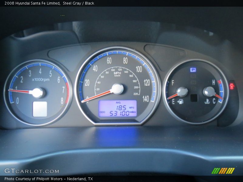 Steel Gray / Black 2008 Hyundai Santa Fe Limited