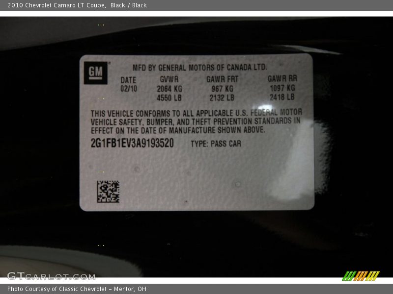 Black / Black 2010 Chevrolet Camaro LT Coupe