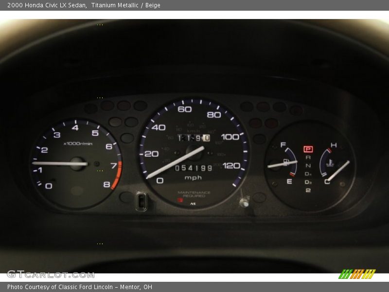Titanium Metallic / Beige 2000 Honda Civic LX Sedan