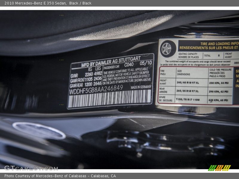Black / Black 2010 Mercedes-Benz E 350 Sedan