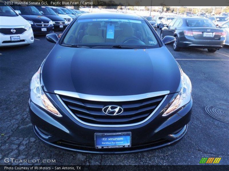 Pacific Blue Pearl / Camel 2012 Hyundai Sonata GLS