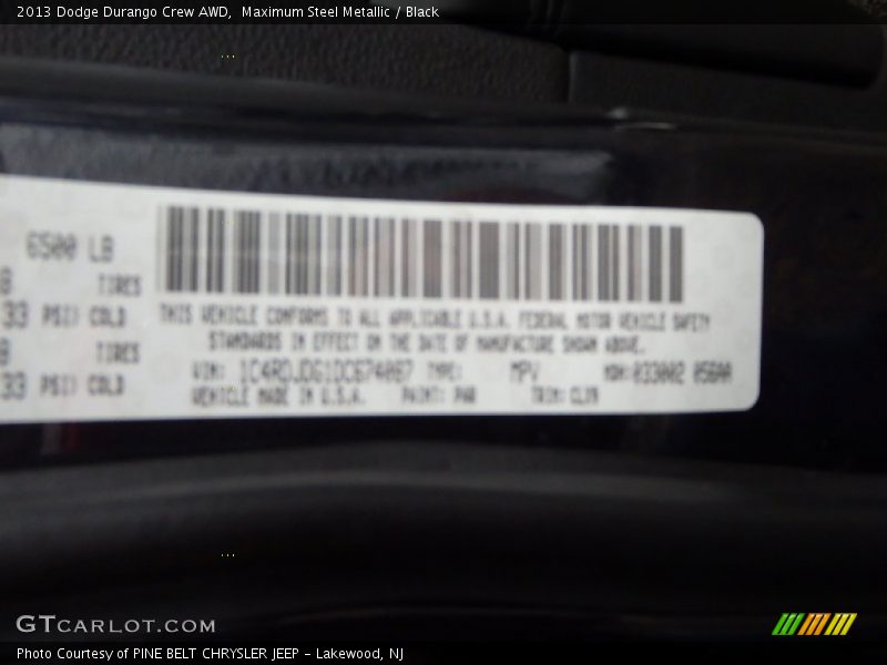 Maximum Steel Metallic / Black 2013 Dodge Durango Crew AWD