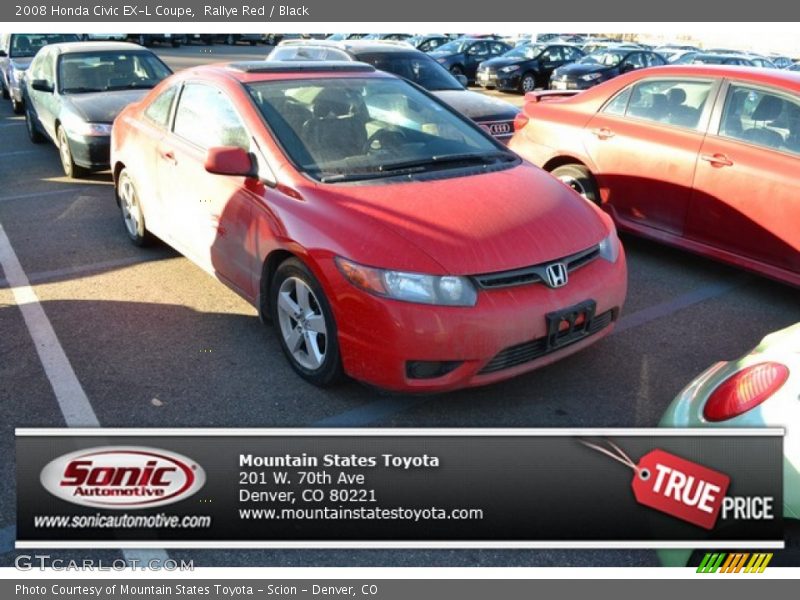 Rallye Red / Black 2008 Honda Civic EX-L Coupe