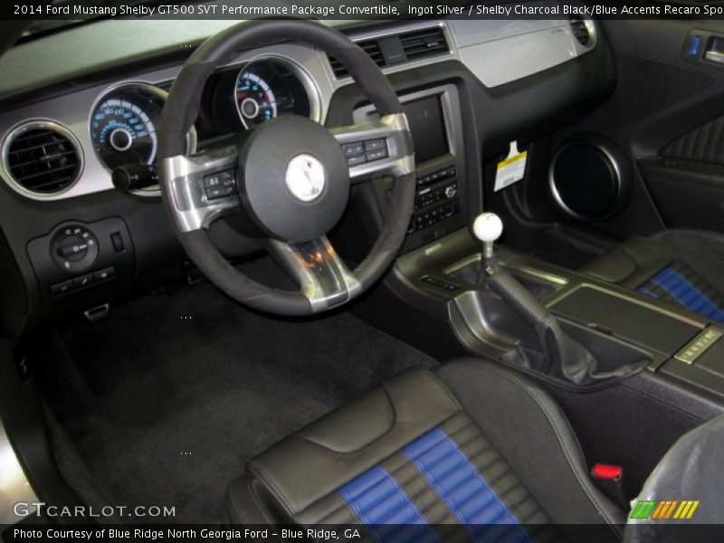 Shelby Charcoal Black/Blue Accents Recaro Sport Seats Interior - 2014 Mustang Shelby GT500 SVT Performance Package Convertible 