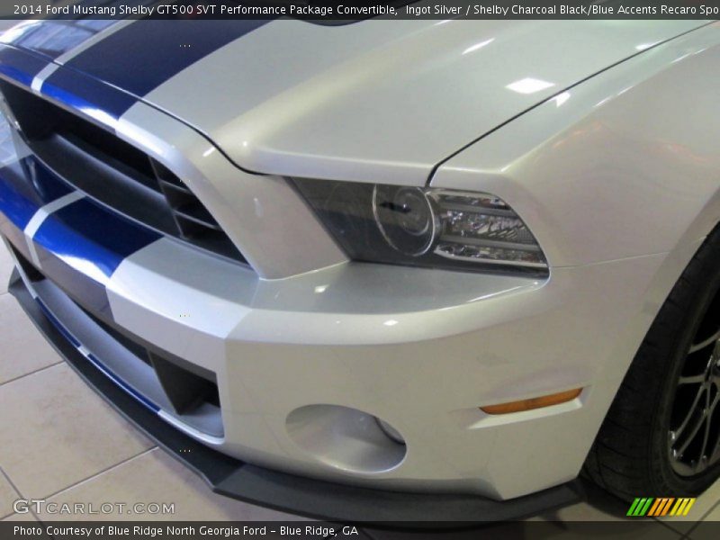 Ingot Silver / Shelby Charcoal Black/Blue Accents Recaro Sport Seats 2014 Ford Mustang Shelby GT500 SVT Performance Package Convertible