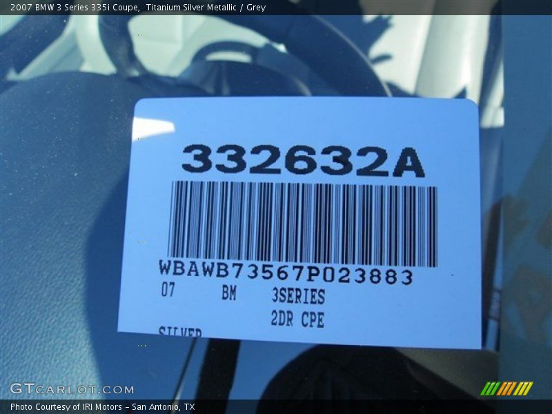 Titanium Silver Metallic / Grey 2007 BMW 3 Series 335i Coupe