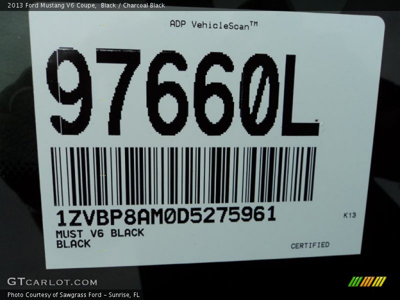 Black / Charcoal Black 2013 Ford Mustang V6 Coupe
