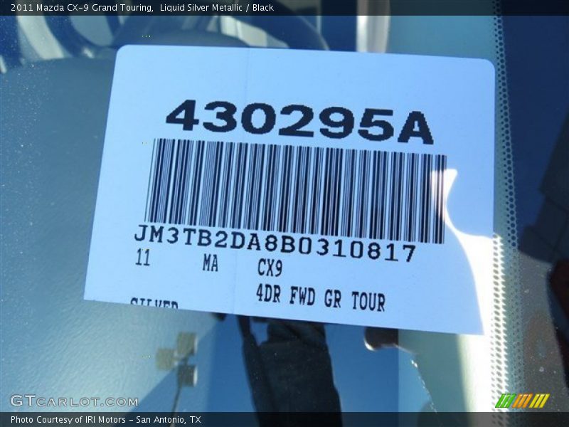 Liquid Silver Metallic / Black 2011 Mazda CX-9 Grand Touring