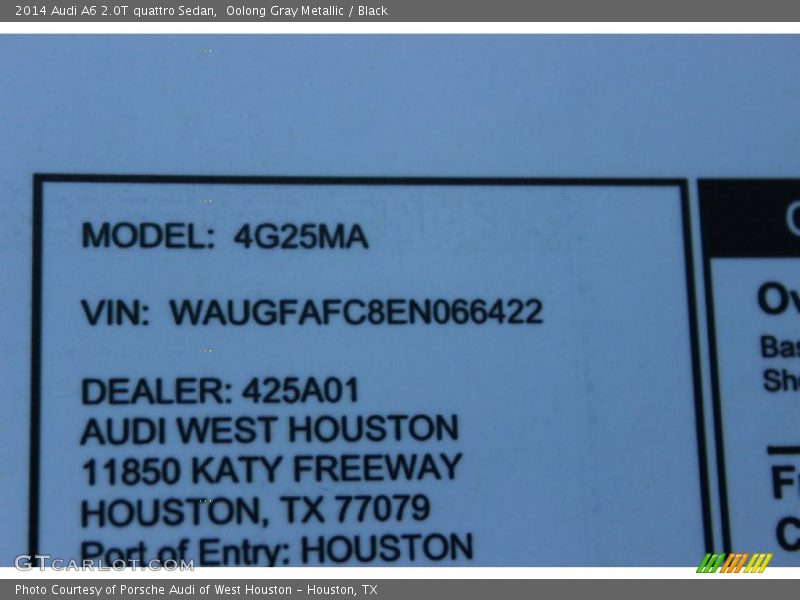 Oolong Gray Metallic / Black 2014 Audi A6 2.0T quattro Sedan