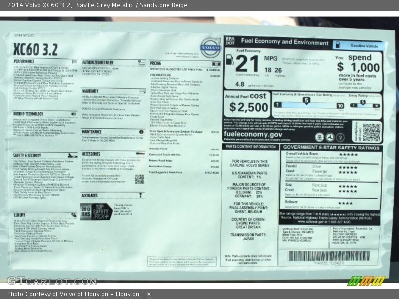 Saville Grey Metallic / Sandstone Beige 2014 Volvo XC60 3.2