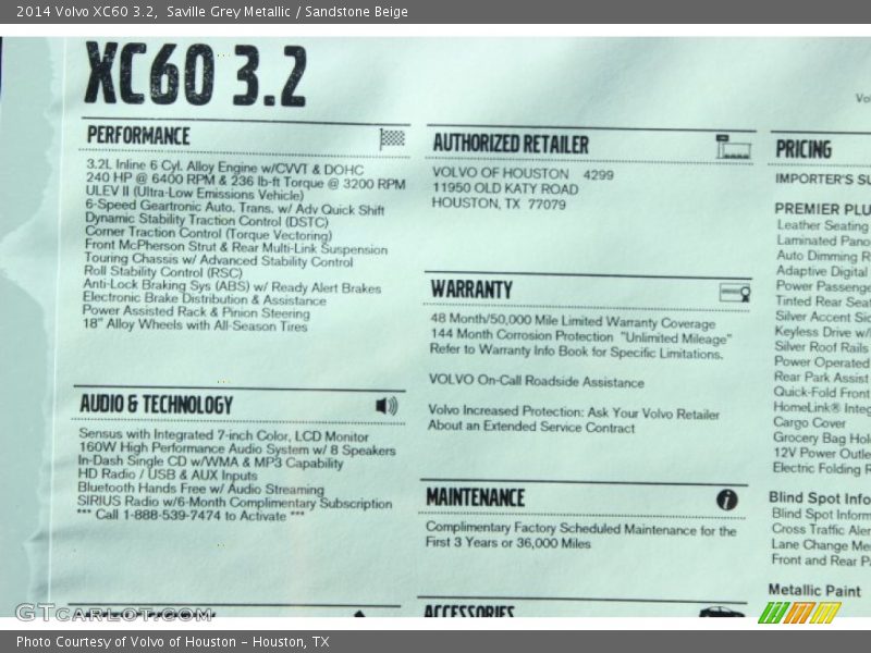Saville Grey Metallic / Sandstone Beige 2014 Volvo XC60 3.2
