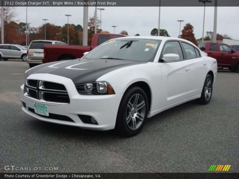 Bright White / Black/Light Frost Beige 2012 Dodge Charger SXT