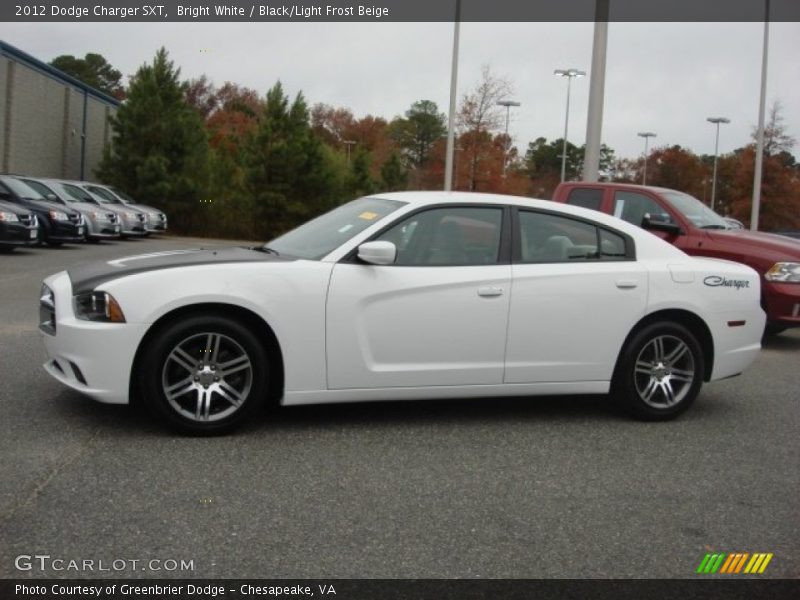Bright White / Black/Light Frost Beige 2012 Dodge Charger SXT
