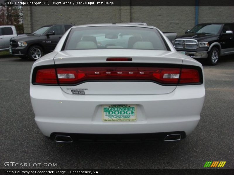 Bright White / Black/Light Frost Beige 2012 Dodge Charger SXT