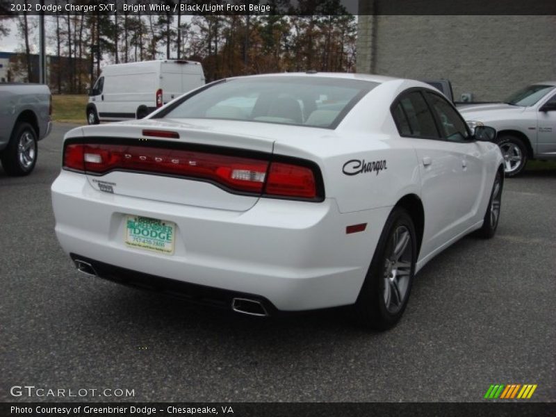 Bright White / Black/Light Frost Beige 2012 Dodge Charger SXT