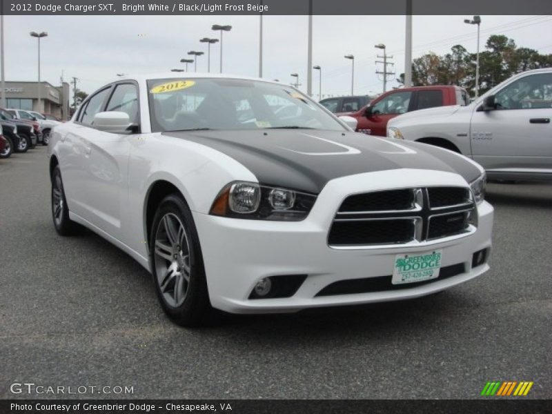 Bright White / Black/Light Frost Beige 2012 Dodge Charger SXT