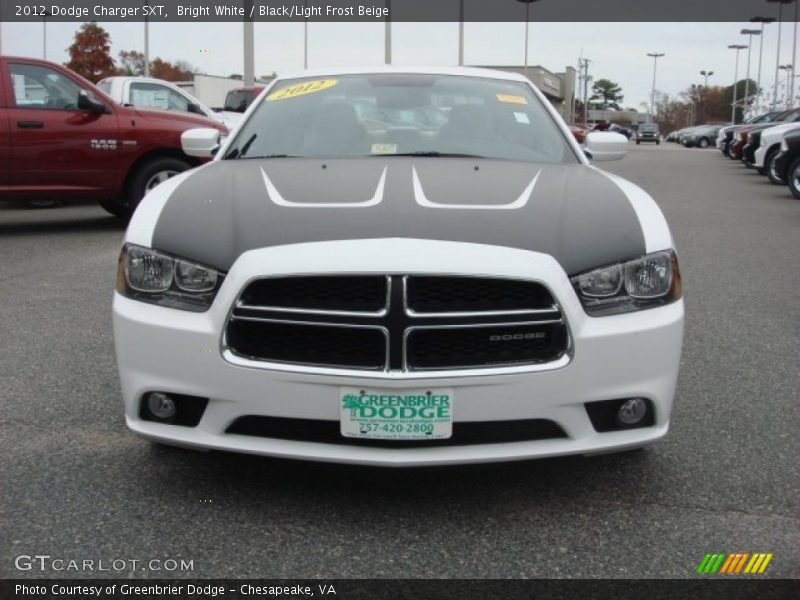 Bright White / Black/Light Frost Beige 2012 Dodge Charger SXT