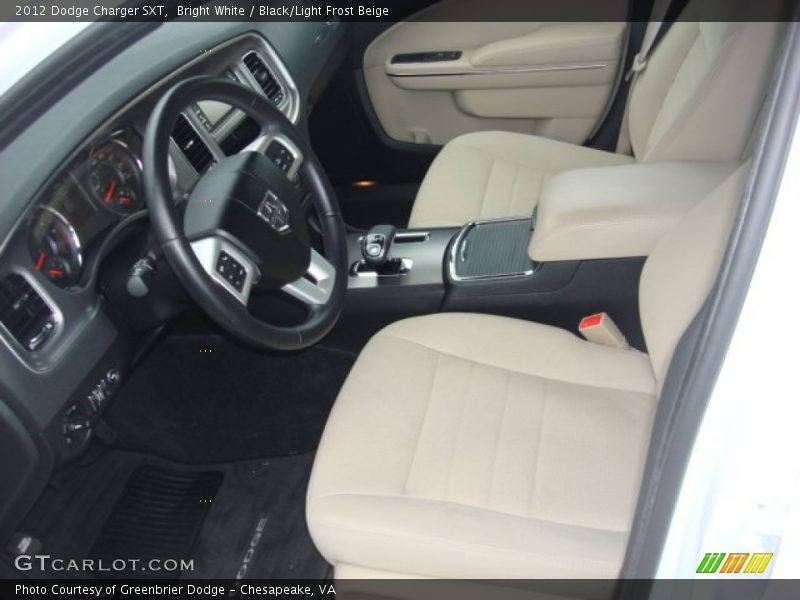 Bright White / Black/Light Frost Beige 2012 Dodge Charger SXT