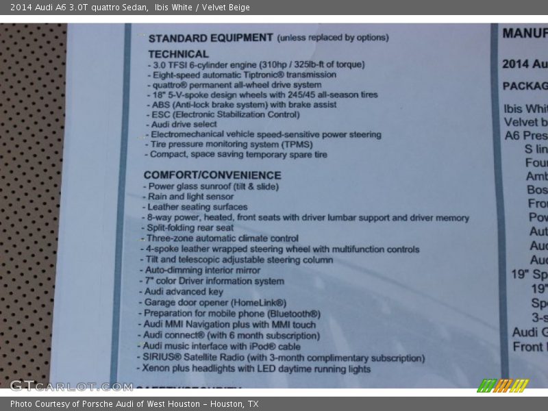 Ibis White / Velvet Beige 2014 Audi A6 3.0T quattro Sedan