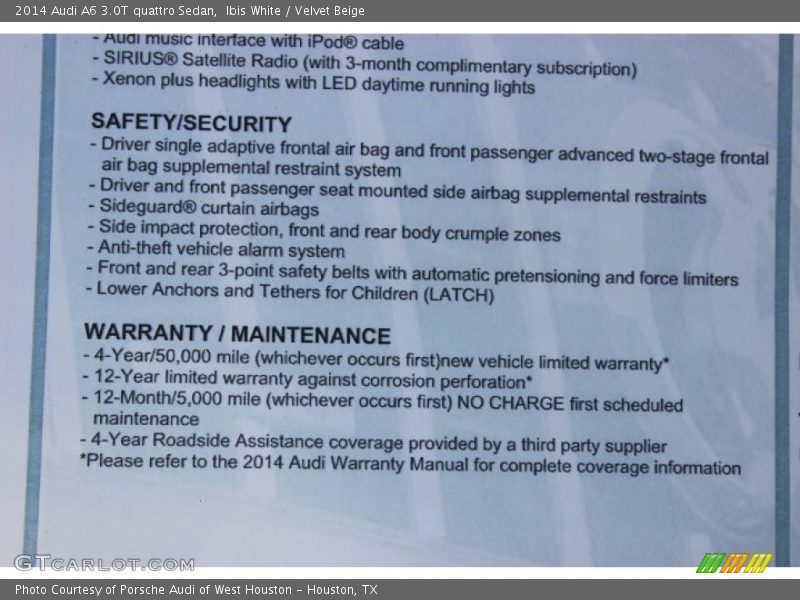 Ibis White / Velvet Beige 2014 Audi A6 3.0T quattro Sedan