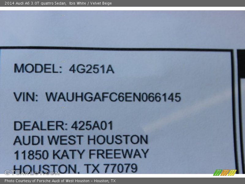 Ibis White / Velvet Beige 2014 Audi A6 3.0T quattro Sedan