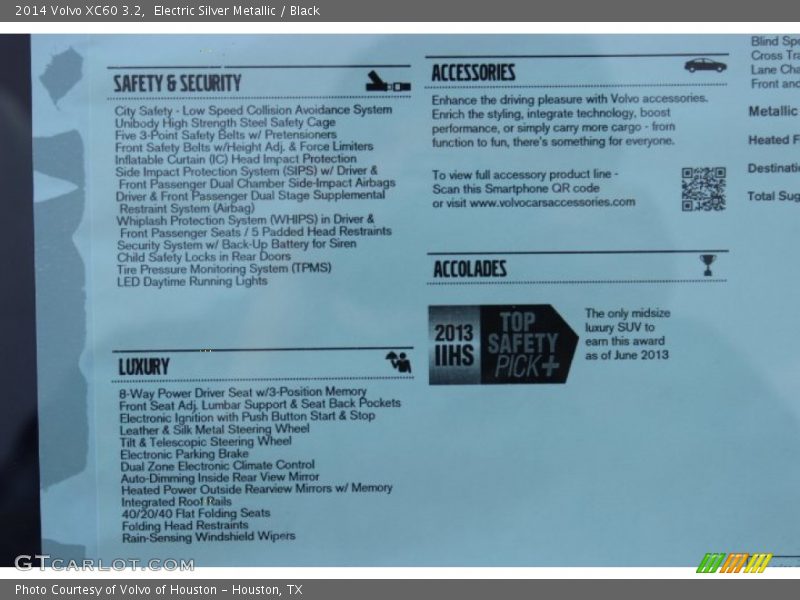 Electric Silver Metallic / Black 2014 Volvo XC60 3.2