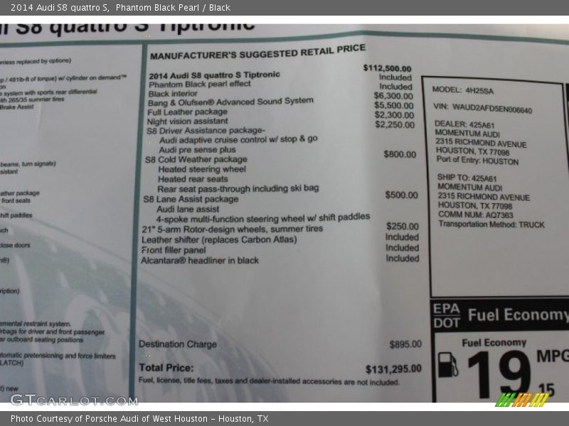  2014 S8 quattro S Window Sticker