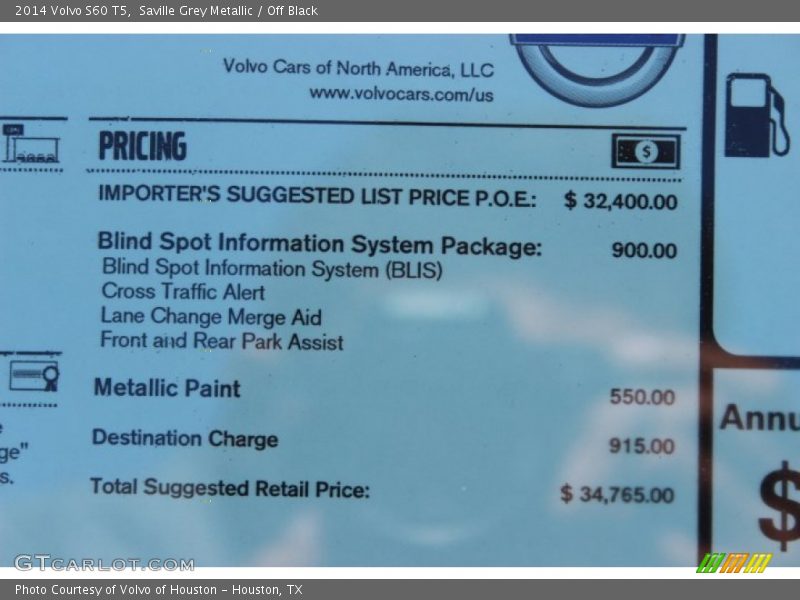 Saville Grey Metallic / Off Black 2014 Volvo S60 T5